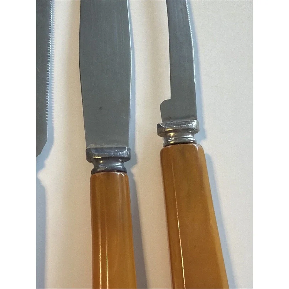 Vintage Bakelite Caramel Butterscotch Knives Knife and Cheese Slicer